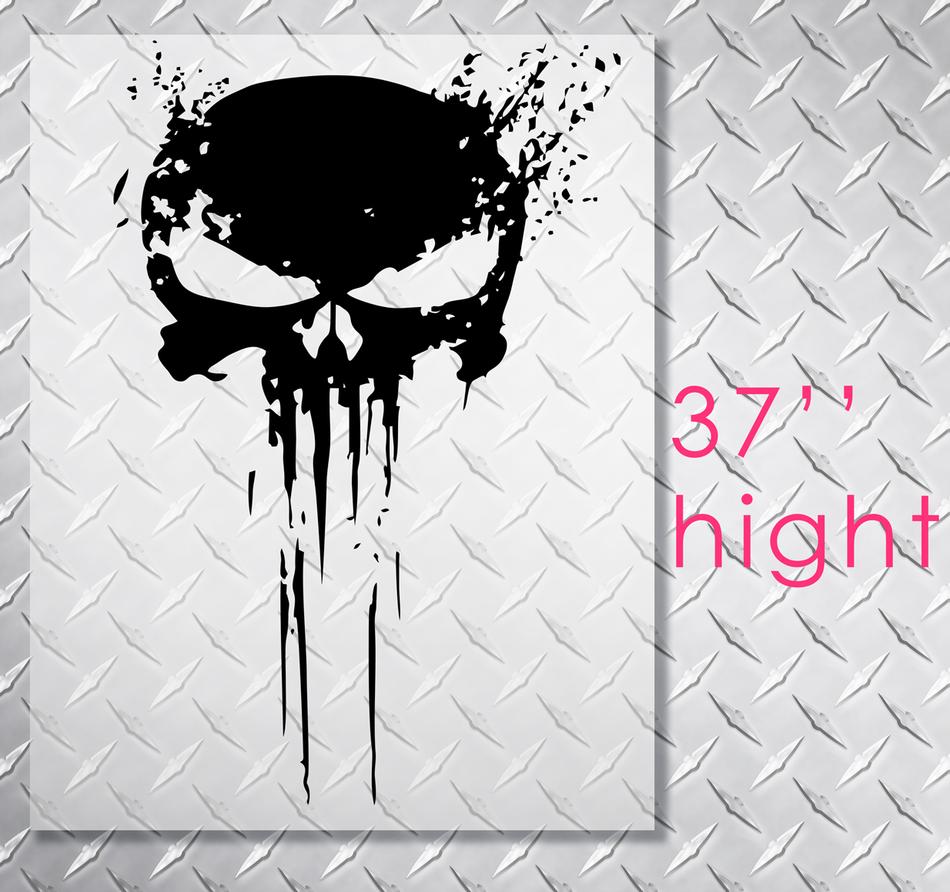 PUNISHER skull Distressed blood hood side vinyl decal sticker for car track suv #33