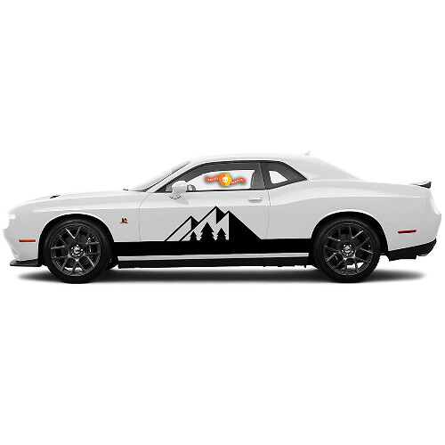2 Side Mountain Forest Rocker Panel Side Vinyl Decals Graphics Sticker for Dodge Challenger