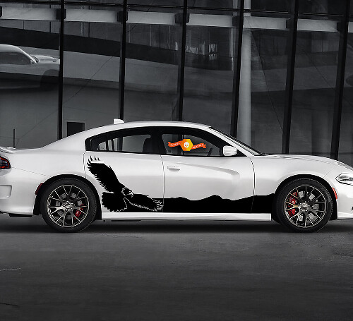 2 Side Bald Eagle Hawk Rocker Panel Side Vinyl Decals Graphics Sticker for Dodge Charger