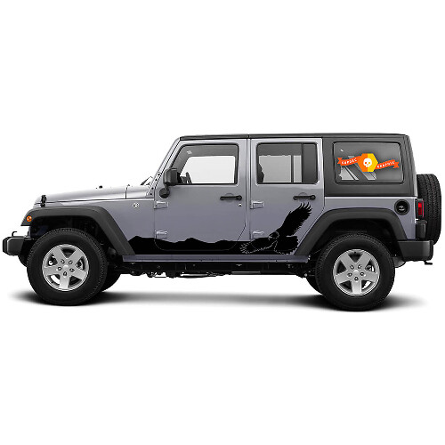 Bald Eagle Hawk Side Rocker Panel Side Vinyl Decals Graphics Sticker for Jeep Wrangler CJ TJ JK JKU JL JLU