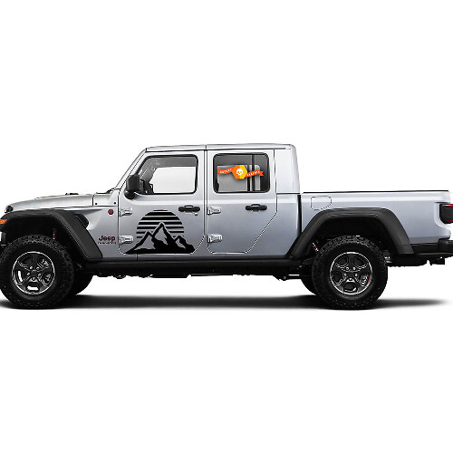 Mountain Moon Sun Sunrise Door Side Vinyl Decals Graphics Sticker for Jeep Gladiator