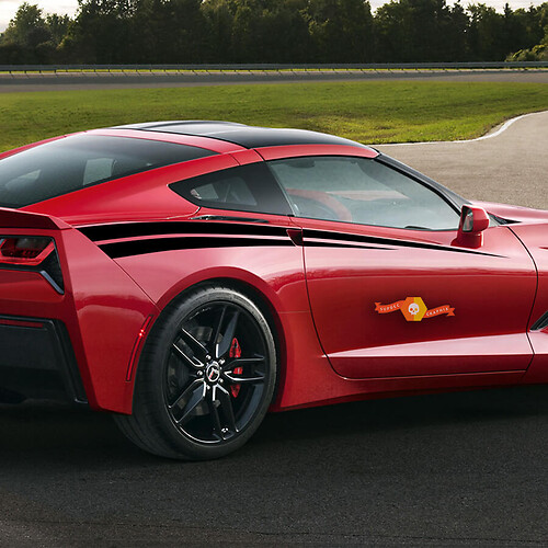 Chevrolet Corvette C7 Rally Racing Double Side Stripes Bodyline Rear Stickers Decals