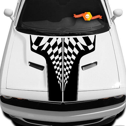 Checkered Flag Hood Vinyl Decal for Dodge Challenger