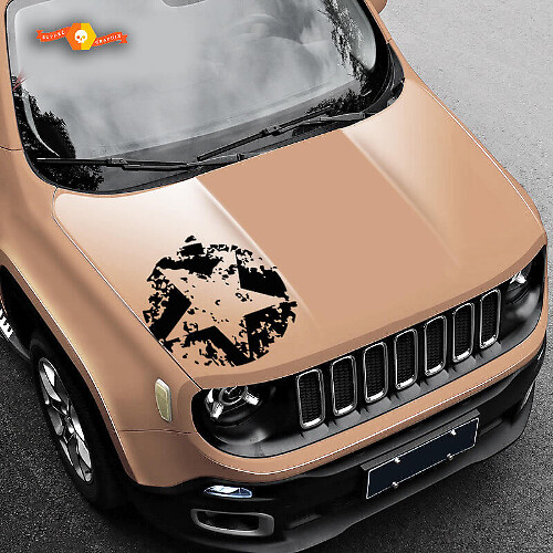 Army Star Distressed Side Vinyl Decal Sticker for Jeep Renegade
