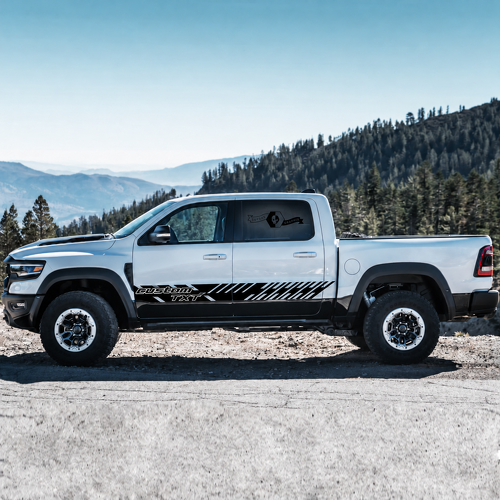 custom TXT Diagonal Door Stripe Pair Door Vinyl Decal Sticker for RAM 1500 Rebel, TRX 2021-2026
