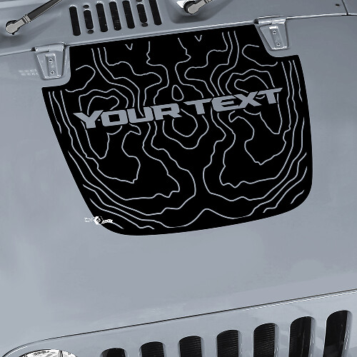 Blackout Contour Map Hood Graphics Vinyl Wrap Sticker Decal for Jeep Wrangler