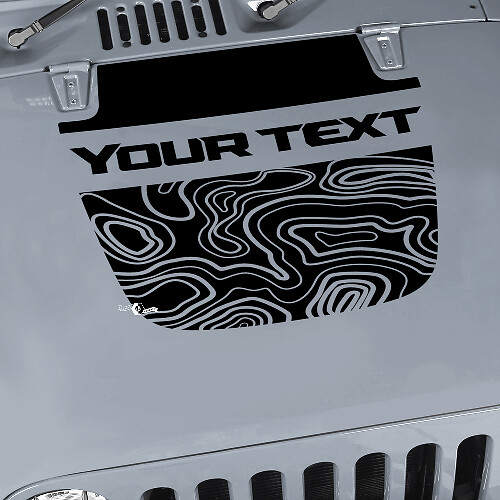 Blackout Contour Map Hood Split Style Graphics Vinyl Wrap Sticker Decal for Jeep Wrangler