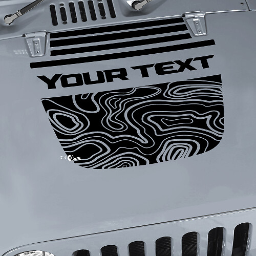 Blackout Contour Map Hood Split Strobe Style Graphics Vinyl Wrap Sticker Decal for Jeep Wrangler