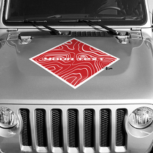 Blackout Contour Map Hood Square Style Graphics Vinyl Wrap Sticker Decal 2 Colors for Jeep Wrangler 2