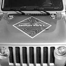 Blackout Contour Map Hood Square Style Graphics Vinyl Wrap Sticker Decal 2 Colors for Jeep Wrangler 3