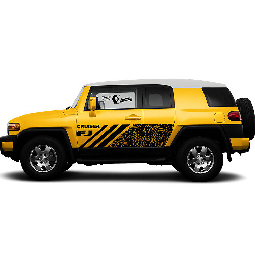 2X Toyota FJ cruiser Outline Map side Door Vinyl Decals graphics rally sticker kit