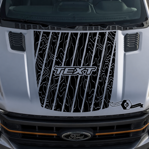 TEXT Outline Topographic Blackout Hood Vinyl Decal Sticker for Ford F-150 2015-2016