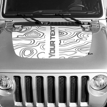 Blackout Topographic Map Hood Vinyl Decal Sticker Central Custom Text for Jeep Wrangler 2