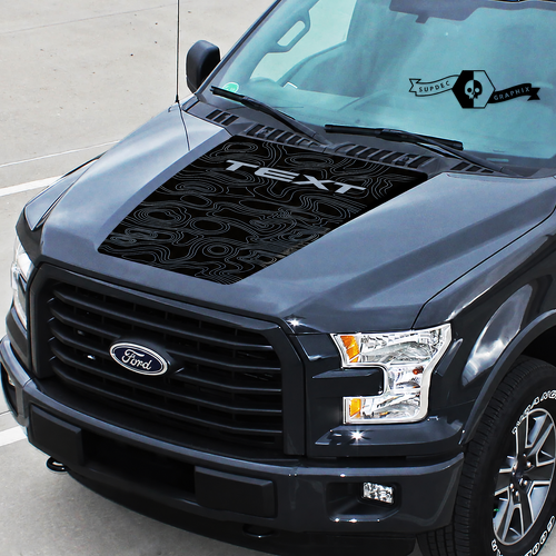 Topographic Contour Map TEXT Panel Hood Vinyl Decal Sticker for Ford F-150 2015-2016