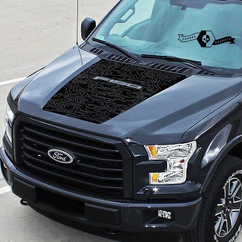 Topographic Map Hood Vinyl Decal for Musclecar F-150