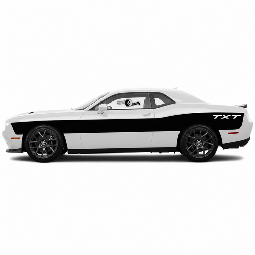 TXT Long Billboard Stripe Pair Side Rear Fender Vinyl Decal Sticker for Dodge Challenger