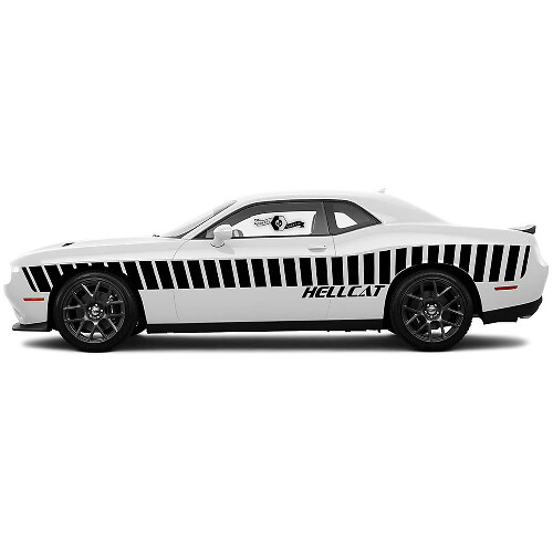 Pair Sloped Side Door Racing Stripes decals for Dodge Challenger