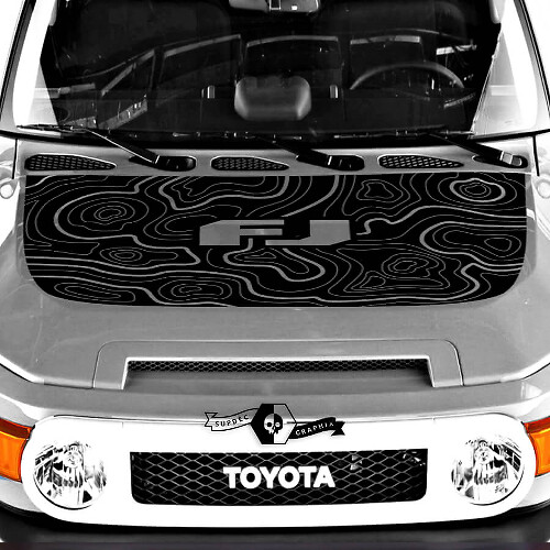New Toyota FJ Cruiser hood decal Contour Map Sticker