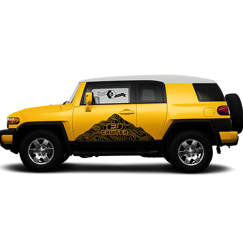 New Pair Toyota FJ Cruiser Side Doors Mountains Contour Map Stripe Sticker Decal Truck Wrap 