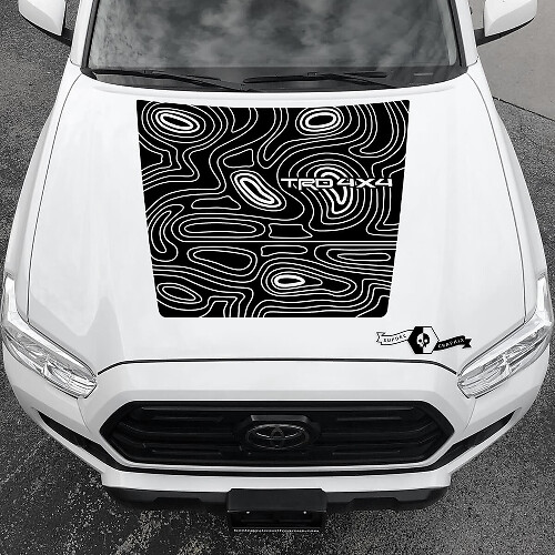 TRD Topographic Map Style Hood Vinyl Decal Sticker for Toyota Tacoma 2016-2021