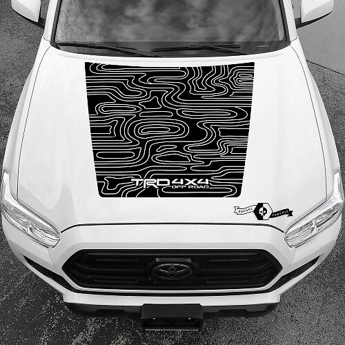 TRD Blackout Topographic Style Hood Vinyl Decal Sticker for Toyota Tacoma 2016-2021