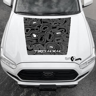 TRD 4x4 Tacoma Hood NO! Scoop Blackout Topographic Map hood Toyota Vinyl Stickers Decal fit to Tacoma 16-21