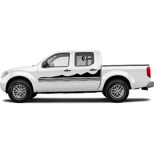 Pair of Mountains Wave Style Side Nissan Decals Stickers for Frontier