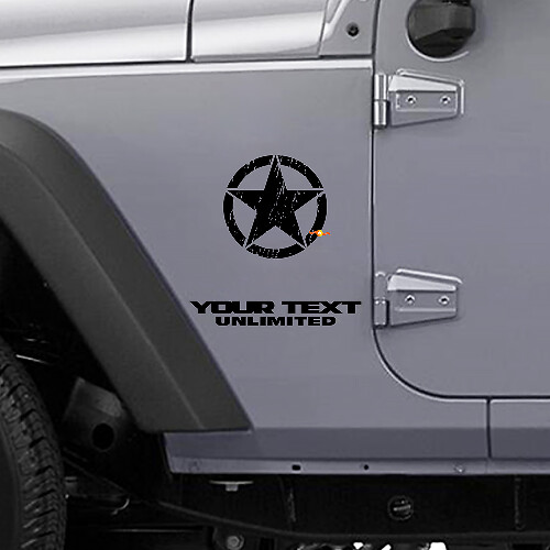 Distressed Star Side Vinyl Decal for Jeep Wrangler YK JK XJ
