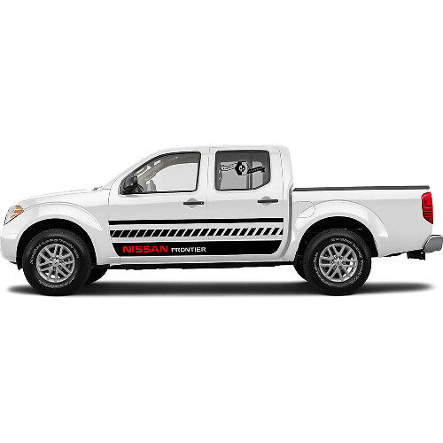 Thin Wide Checkered Lines Rocker Panel Side Vinyl Decal Kit For Nissan Titan Frontier