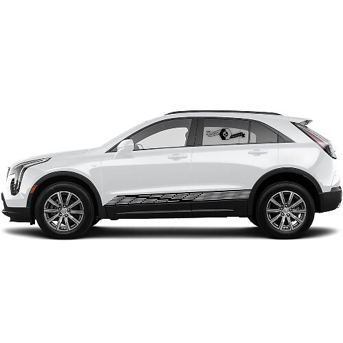 2 New Decal Rocker Panel Sticker Lines Pockmarked Stripe for Cadillac XT4