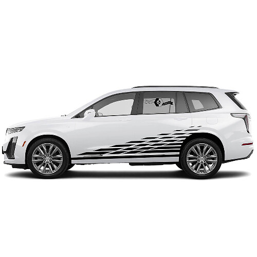 2 New Decal Sticker Stylish Rocker Panel Doors Checkered Flag Wrap vinyl Decal for Cadillac XT6