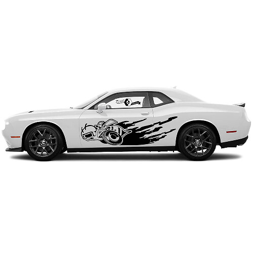 2 Side Super Bee Door Destroyed Splash Wrap Side Vinyl Decals Graphics Sticker for Dodge Challenger