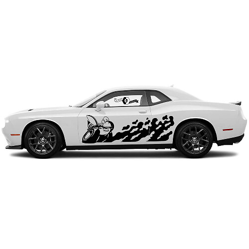 2 Side Door Destroyed Splash Wrap Side Vinyl Decals Graphics Sticker for Dodge Challenger