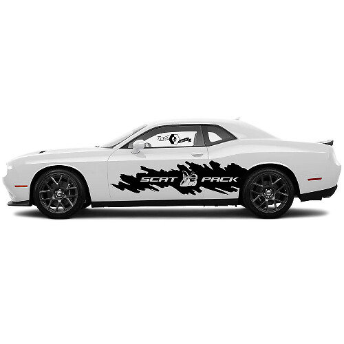 2 Side Destroyed Big Splash Wrap Side Vinyl Decals Graphics Sticker for Dodge Challenger