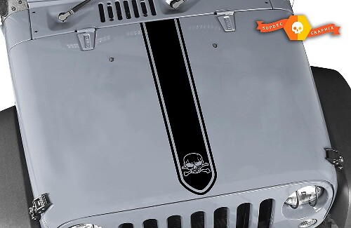 Hood Stripe with Skull and Cross Bone Sticker Decal for Jeep Wrangler