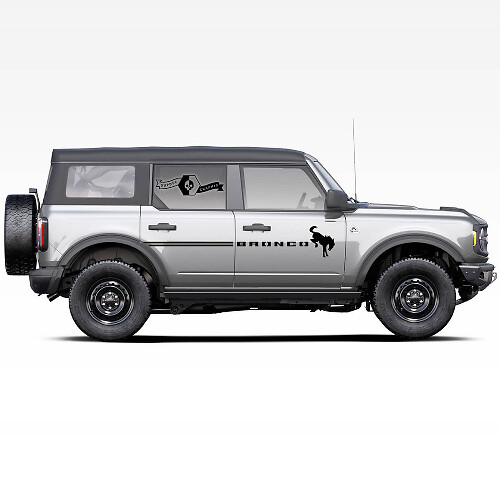 Horse Stallion Logo Side Door Stripes Decals Stickers Pair for Ford Bronco 2021