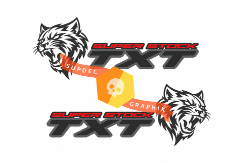Custom Cat Head Super Stock TXT Pair Side Vinyl Decal Sticker for Dodge Challenger SRT, Hellcat