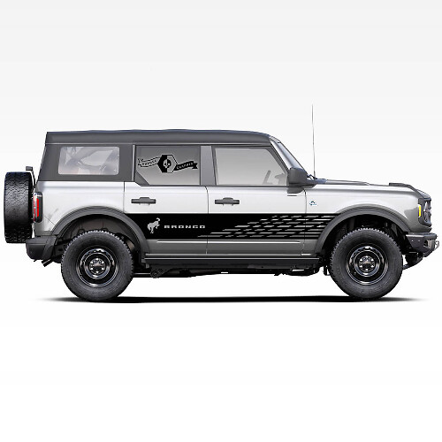 Horse Stallion Logo Badlands 4-Door Side Door Stripes Decals Stickers Pair for Ford Bronco 2021