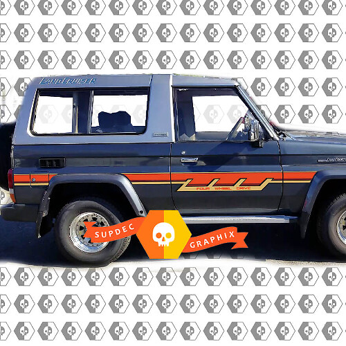 Retro Side Stripes Vinyl Decal Kit for Toyota Land Cruiser BJ73R 70 Series