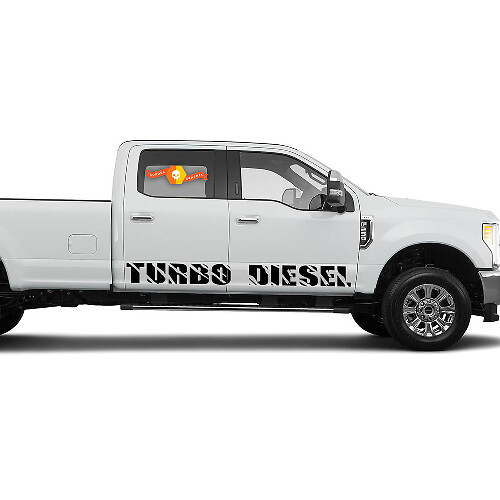 Turbo Diesel Rocker Panel Vinyl Stickers Decals Set Of 2 for Ford F-250 Super Duty