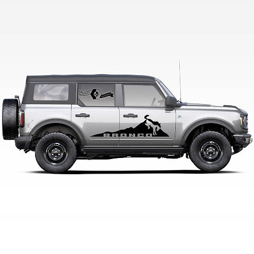 Horse Stallion Mountains Logo Side Door Decals Stickers Pair for Ford Bronco 2021