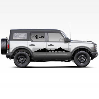 Pair of Bronco Two Peaks Mountains Logo Side Doors Decals Stickers for Ford Bronco 2021