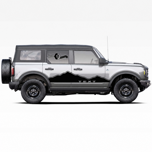 Custom Text Two Peaks Mountains Logo Trim Side Door Decals Stickers Pair for Musclecar horse 2021