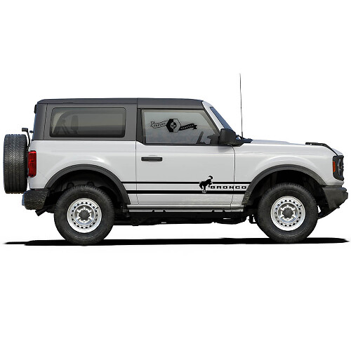 2 Bronco Logo Horse Stallion Side Stripe 2 Doors Decals Mountains Stickers for Ford Bronco 2021