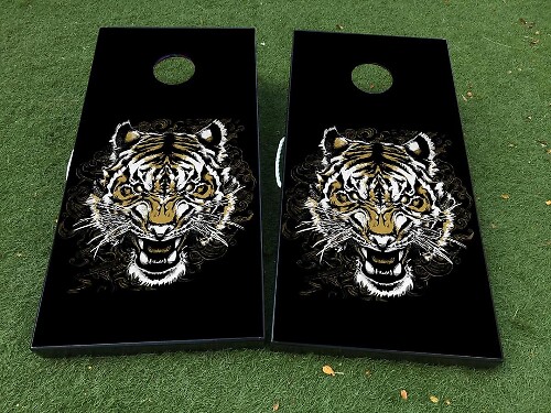 Tiger Cornhole Board Vinyl Wrap Decal Set_1