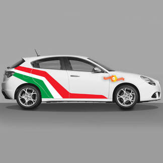 2x Default Italian Flag Colors Doors Decal fits Alfa Romeo Giulietta decals Vinyl Graphics Extended Altered