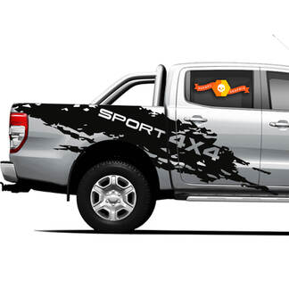 Pair 4×4 Sport Splash Truck Side Bed Graphics Decals for Ford Ranger 