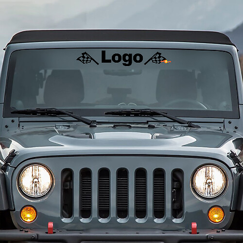 Custom Logo & Flags Windshield Vinyl Decal for Jeep 