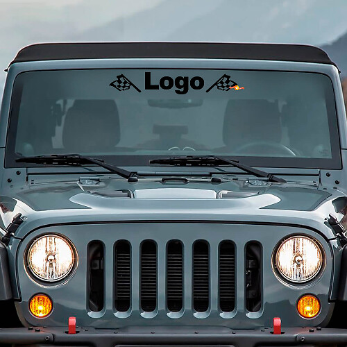 Custom Logo & Flags Windshield Vinyl Decal for Jeep 