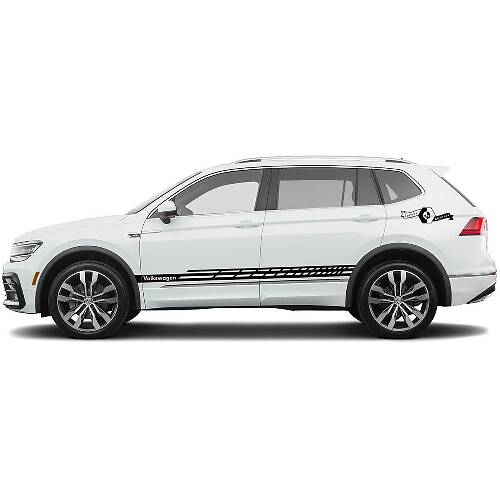 Volkswagen TIGUAN 2x Side Stripes Body decal Graphics vinyl Stickers lattice Style